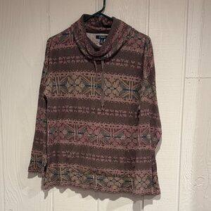 Chaps Women's Cowl Neck Sweater - Pink and Brown